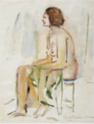 Diener, Rolf (1906 Gößnitz-1988 Hamburg) "Sitzender weiblicher Akt", Aquarell/Papier, sign.