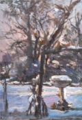 Monogrammist "CM", um 1930 "Winter im Park", Öl/Mp., monogr. u.l., 33x24 cm, restauriert, Ra