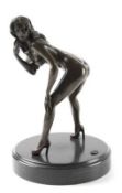 Bronze-Figur "Weiblicher Akt in erotischer Pose stehend", Nachguß 20. Jh., bez. "Mavchin", b