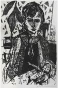 Edelmann, Hanno (1923-2013) "Mädchen mit Puppe", Litho., handsign. u.r., Blattgr. 63x48 cm