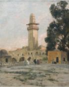 Possart, Felix (1837 Berlin-1928 ebenda) " Minarett am Haram in Jerusalem", Öl/Lw./Karton, s