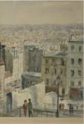 Moeller-Schlünz, Fritz (1900 Schwaan-1990 Lübeck) "Blick auf Paris", Aquarell, unsigniert,