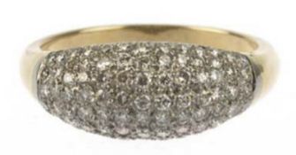 Ring, 750er GG, Gew. 5,8 g, gewölbter Ringkopf mit Brillanten von zus. 1,01 ct., RG 59, Inne