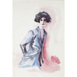 "Frauenporträt", Aquarell/Papier, unsign., 49,5x34,5 cm, ungerahmt