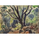 Landschaftsmaler des 20. Jh. "Bäume", Aquarell, unleserlich sign. und dat. 1956 u.r., verso