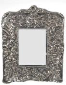 Tischspiegel, 950er Silber, punziert und geprüft, Rahmen mit reichem Puttorelief, 28x23 cm