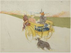 Jugendstil-Grafik, T.-Lautrec "Kutschfahrt", in der Platte monogr., Blattgr. 36x44 cm, hinte