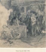 Seydel, Hans (1886-1916) "Vor dem Wirtshaus", Zeichnung, unsign., 24x21,5 cm, im Passepartout
