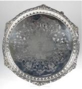 Tablett, versilbert, Mappin & Webb-Sheffield, um 1900, feine, schwere Arbeit, Dm. 39,5 cm