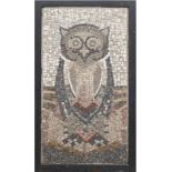 Mosaikplatte "Eule", farbige Steine/Zement, 92x44,5 cm