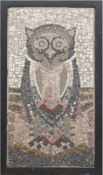 Mosaikplatte "Eule", farbige Steine/Zement, 92x44,5 cm