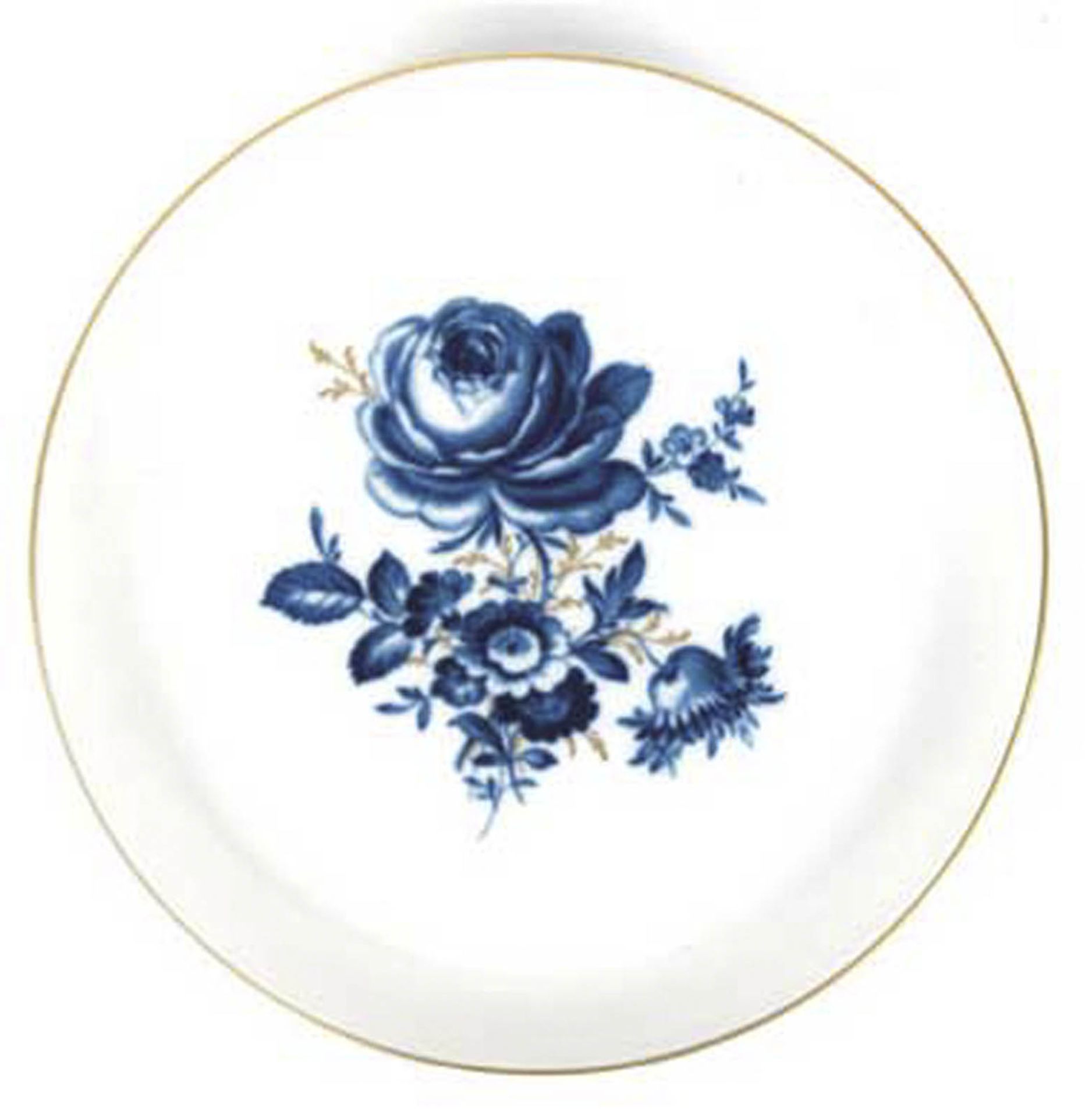 Meissen-Wandteller, Blaue Blume mit Goldgräsern und Goldrand, 1. Wahl, Dm. 17,5 cm