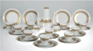 Kaffeeservice für 10 Personen, Rosenthal studio linie, Form Romance, floraler Golddekor, Des