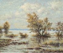 Oelschläger, Mario (1878 Mailand-1970 Wingst) "Blick auf den Balksee-Wingst", Öl/Hartfaserp