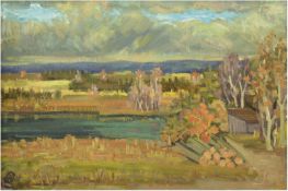 Bialek, Leonhard (geb. 1914) "Impressionistische Landschaft", um 1950, Öl/Lw., monogr. u.l.,