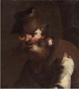 Altmeister des 17./18. Jh. "Porträt eines bärtigen Mannes mit Hut", Öl/Lw. auf Schichtholz <br /