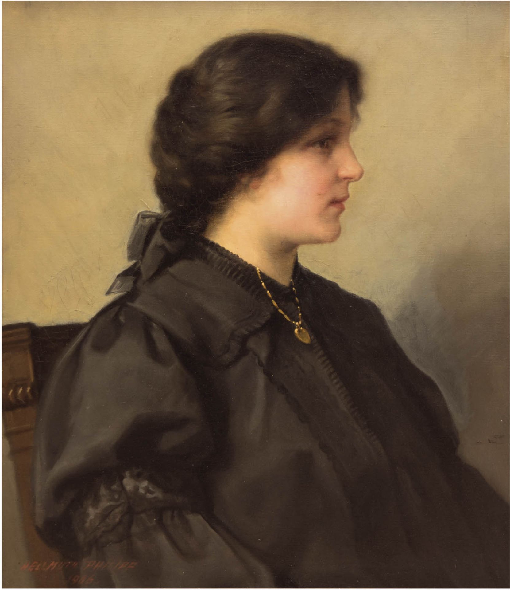 Philipp, Helmuth (1857 Berlin-?) "Porträt einer jungen Frau", Öl/Lw., sign. u.l. und dat. 1