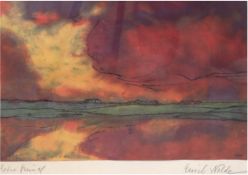 Nolde, Emil "Roter Himmel", Farb-Offset, handsign. u.r. und betitelt u.l., 27x40 cm, hinter Glas