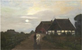 Facklam, Wilhelm (1893 Upahl-1972 Winkelhaid) "Feierabend", Öl/Lw., sign. u.r., 79x125 cm, R