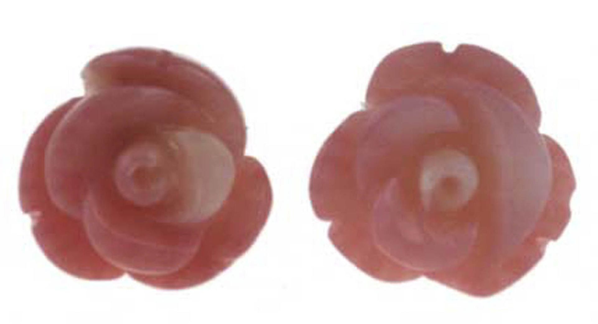 Ohrstecker, 925er AG, echte Koralle in Form einer Rose lachsfarbend, Durchmesser ca. 10 mm