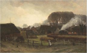 Langeveld, Frans (1877 Amsterdam-1939 Laren, Niederlande) "Blick auf eine ländliche Siedlun