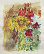 Hauptmann, Ivo (1886 Erkner-1973 Hamburg/Dresden) "Sonnenblumen",Aquarell/Bleistift/Papier, sign.