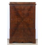 Biedermeier-Chiffoniere, Mahagoni furniert, 7-schübiger Korpus, 2-teilig, 156x102x49 cm