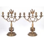 Paar Sabbat-Leuchter, Polen 19. Jh., Bronze, runder, gestufter Fuß, gegliederterBalusterschaft,