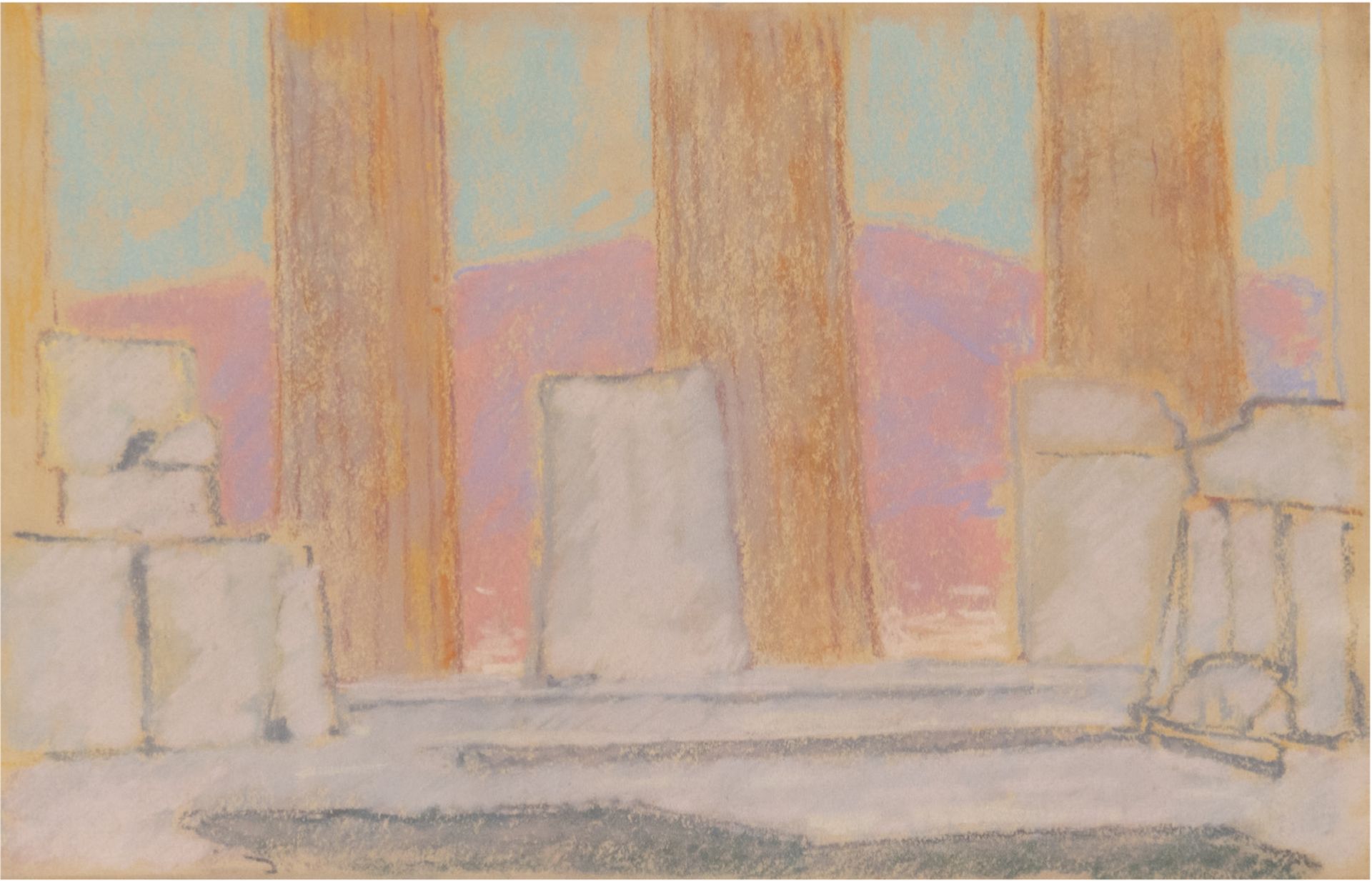 Hauptmann, Ivo (1886 Erkner-1973 Hamburg/Dresden) "Säulen von Athen", Pastell/Papier, um1905-1907,