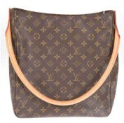 Louis-Vuitton-Looping-Tasche, neuwertig, braunes Leder mit Monogramm, innenseitig Nr. LM0032, mit