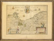 Landkarte "Pomeraniae Ductus Tabula, Auctore Eilhardo Lubino", Kupferstich altkoloriert,mittiger
