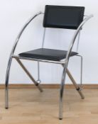 Design-Stuhl, Ende 20. Jh., verchromtes Metallgestell mit Kunstleder bezogenem Sitz