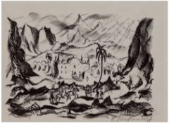 Heckendorf, Franz (1888 Berlin-1962 München) "Orientalische Landschaft", Lithographie,handsign. u.r.