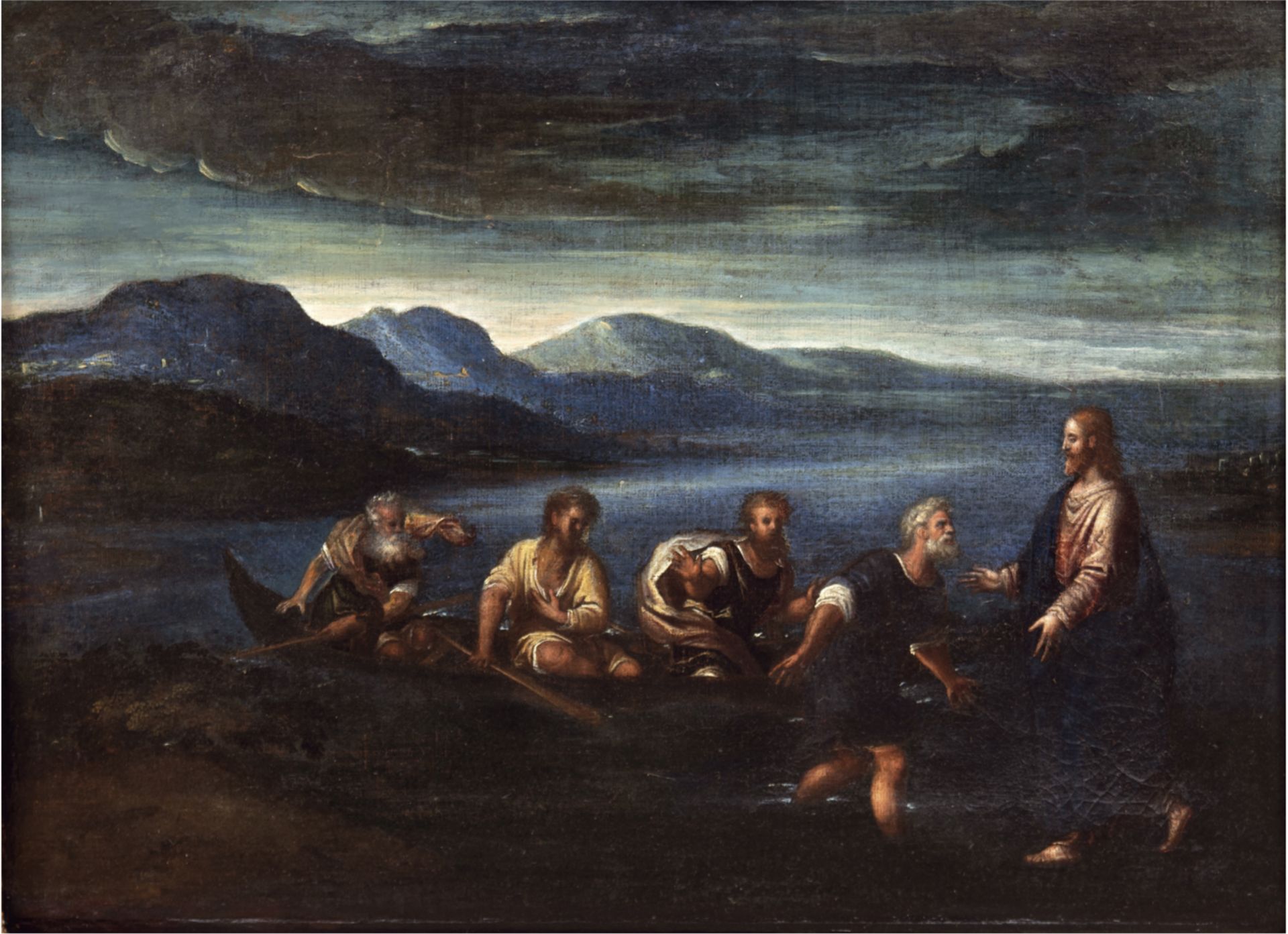 Sakralmaler (Italien 18. Jh.) "Biblische Szene", Öl/Lw., unsigniert, 47x66 cm, Rahmen