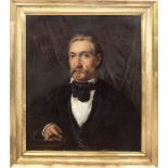 "Porträt eines Herren mit Zigarre", um 1840, Öl/Lw., unsign., 1 Hinterlegung, 64x55 cm,Rahmen