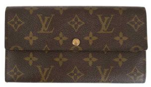 Louis-Vuitton-Schlüsseltasche, braunes Leder mit Monogramm, innenseitig Kette mitKarabinerhaken,