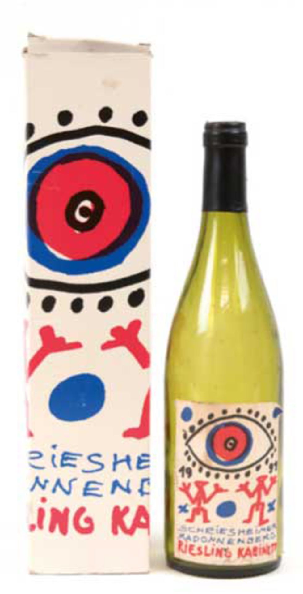 A.R. Penck Weinedition, Flasche (leer) im Originalkarton, limitiert auf 2.000 Flaschen,davon 1.000