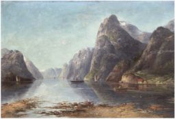 Kiekebusch-Grütefiehn, Elisabeth (1871 Kettwig, Kreis Essen-?) zugeschrieben"Fjordlandschaft in