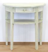 Demi-Lune-Tisch, Shabby chic, 1 Schublade in der Zarge und zusätzliche Ablage, 75x72x42 cm