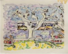 Hauptmann, Ivo (1886 Erkner-1973 Hamburg/Dresden) "Parklandschaft", Aquarell/Papier, sign.u.r. und