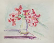 Hauptmann, Ivo (1886 Erkner-1973 Hamburg/Dresden) "Blumenstrauß in Vase",Aquarell/Stift/Papier,