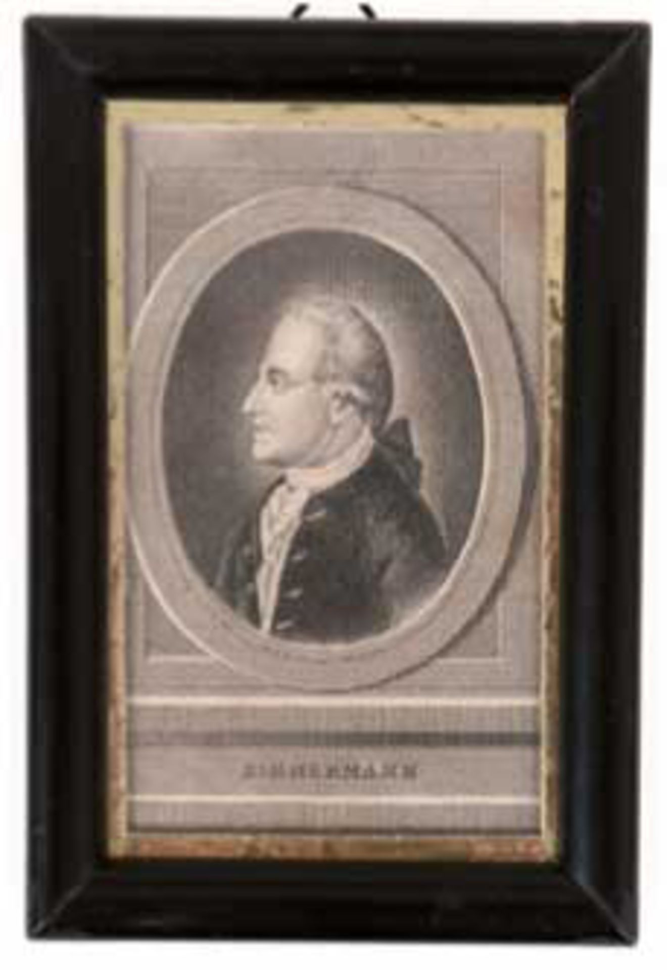 Miniatur "Johann Georg Zimmermann 1728-1795 Hannover", Kupferstich, 18. Jh., 9x5,5 cm,