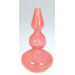 Murano-Vase, Flaschenkürbisform, mit lachsroten Pigmenten und silberfarbenen und