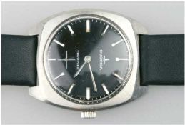 Herren-Armbanduhr "Dugena, Troupier", Edelstahlgehäuse, 3,6x3,6 cm, schwarzes Zifferblattmit