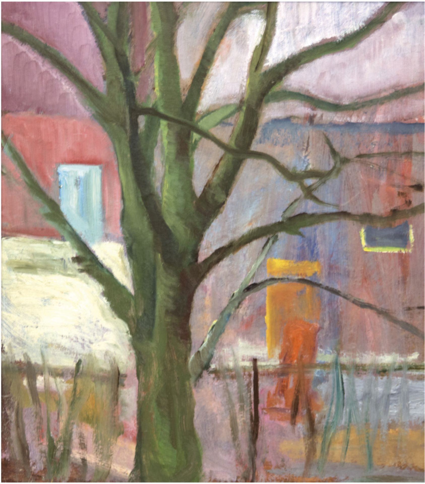 Palinkas, Heiner (1913-2000) "Der Baum vor dem Haus", Öl/Hartfaser, unsign., rückseitigWVZ-Nr. 15,