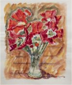 Hauptmann, Ivo (1886 Erkner-1973 Hamburg/Dresden) "Rote Tulpen in grüner Vase",Aquarell/Papier,