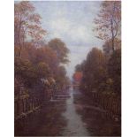 Buchholz, Paul (1869 Hamburg-Fischbeck- ca. 1930) "Herbstlicher Blick auf einen Kanal", Öl/Lw.,