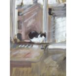 Wessel, Erich (1906 Hamburg-1983 ebenda) "Katze auf der Fensterbank", Aquarell, signiertu.r., kl.