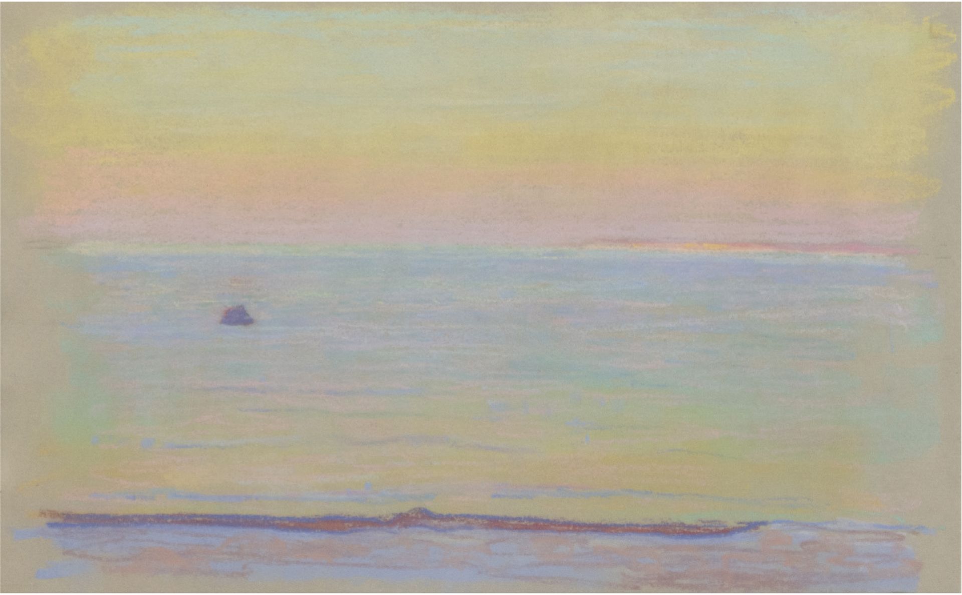 Hauptmann, Ivo (1886 Erkner-1973 Hamburg/Dresden) "Sonnenuntergang am Meer",Pastell/Papier, unsign.,