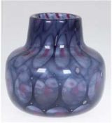 Murano-Vase, stark gebauchte Form, farbloses Glas, ornamentaler Dekor durcheingeschmolzene lila